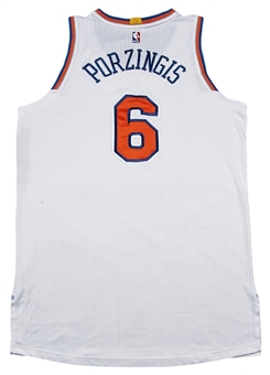 2015-2016 Kristaps Porzingis Game Used Rookie New York Knicks Home Jersey 11/13/15 (Steiner)